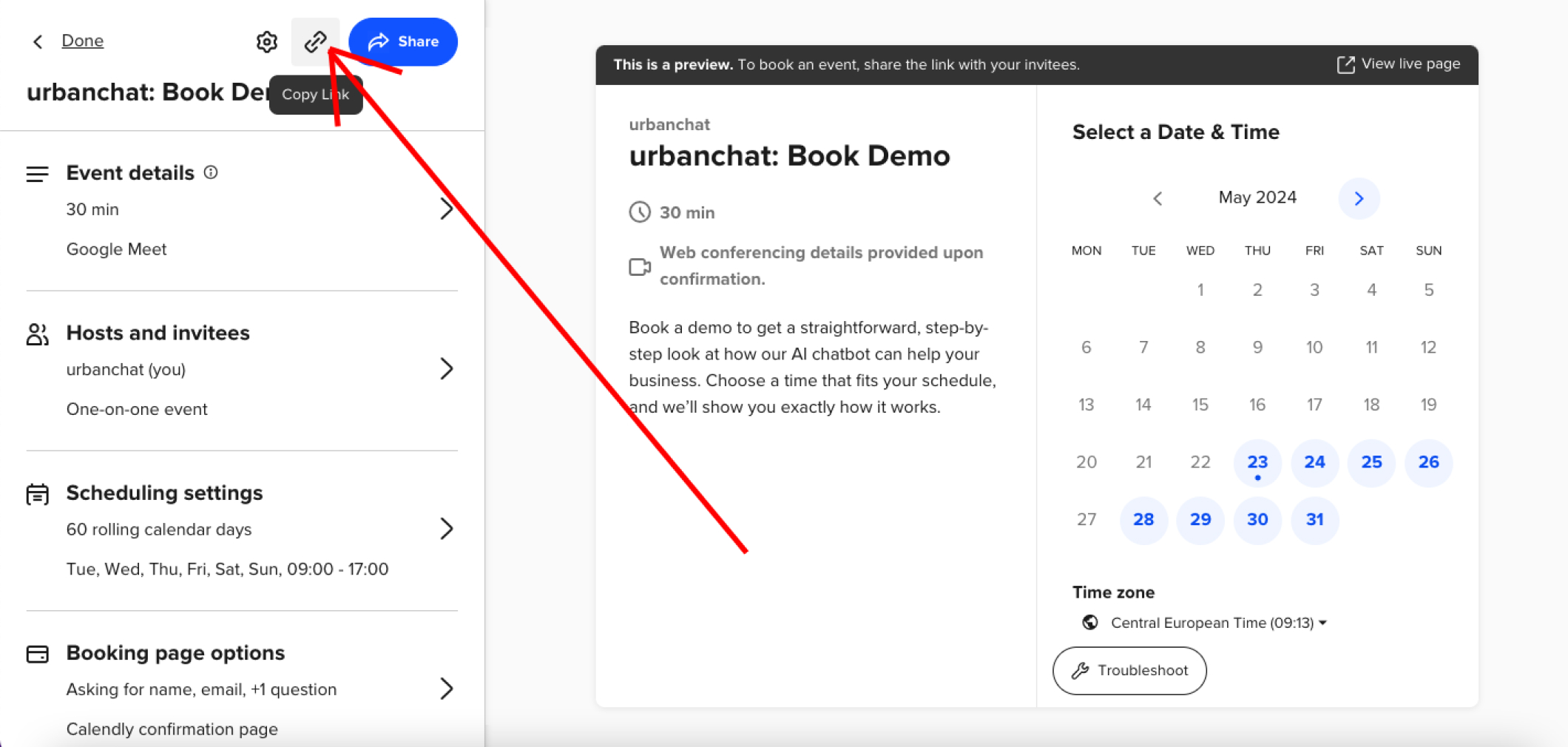 Click copy link